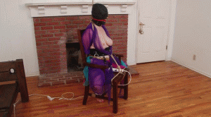 www.xsiteability.com - BigTit Barefoot Harem Slave is Hooded and Vibrated to Orgasm thumbnail